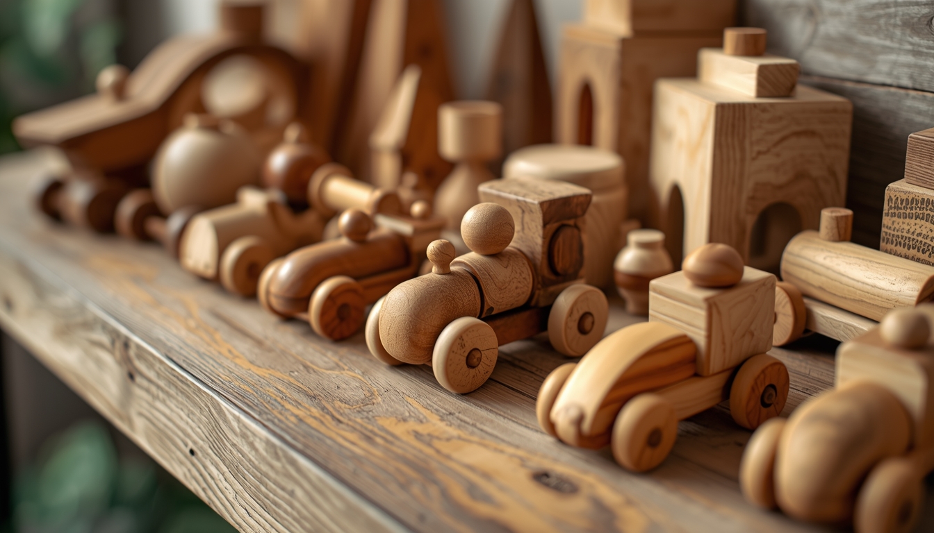 Handmade wooden toy set for children